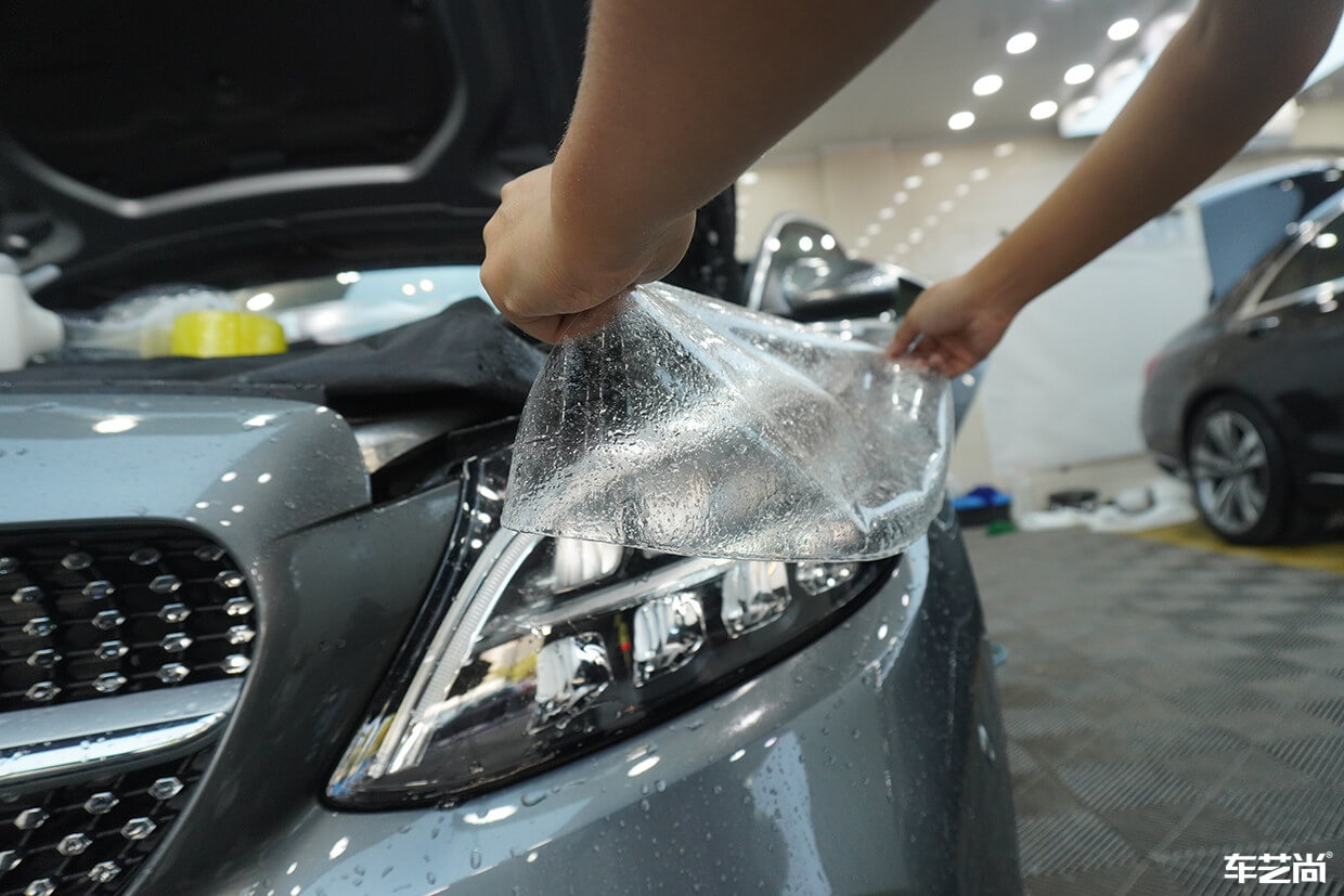 奔驰C260L施工威固隐形车衣，施工流程展示（7）