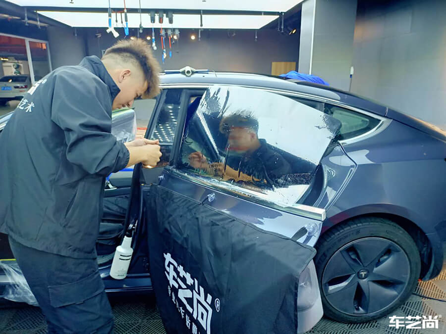 特斯拉 Model3施工威固玻璃膜展示（6）