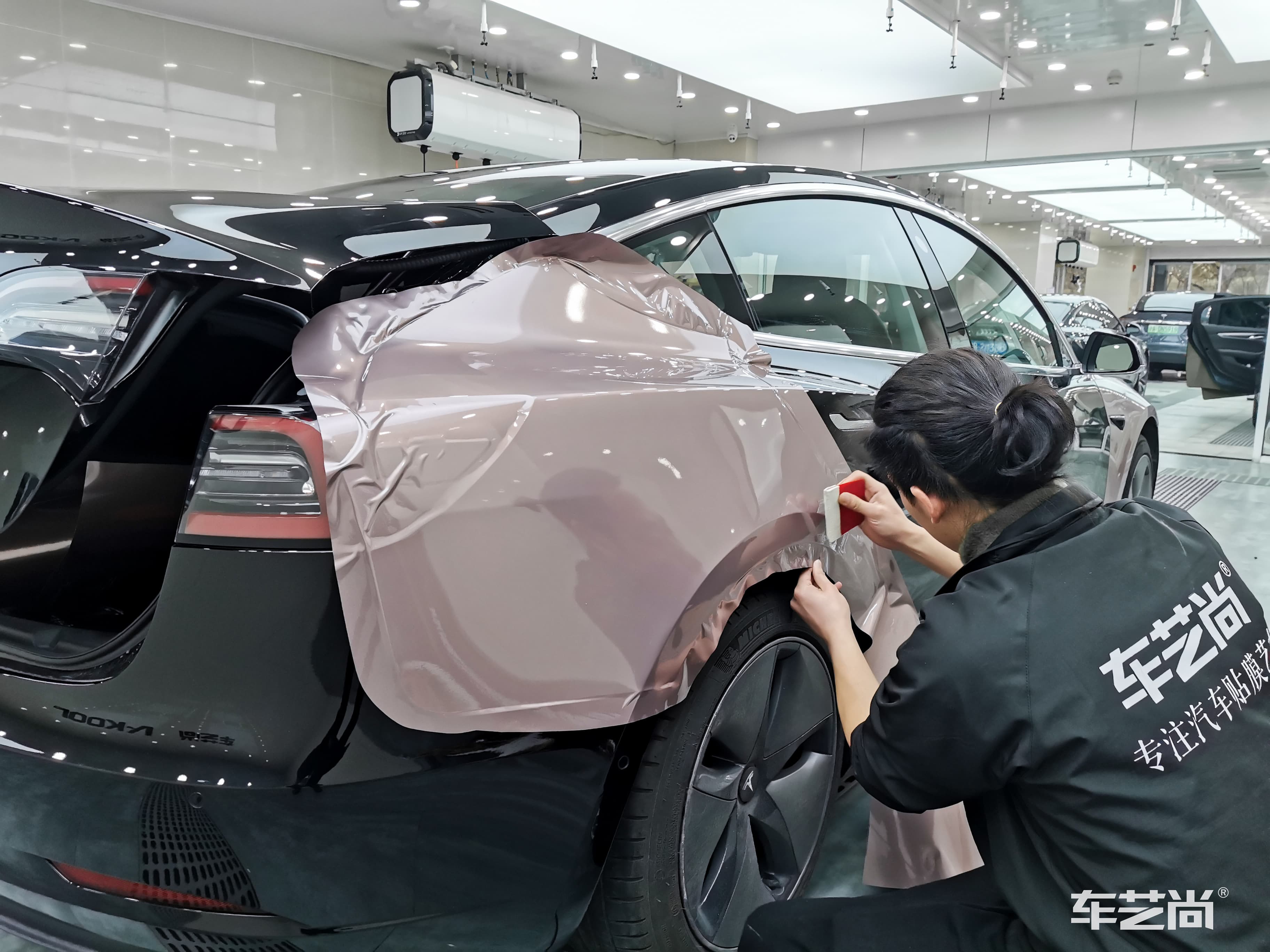 特斯拉贴改色膜施工展示~