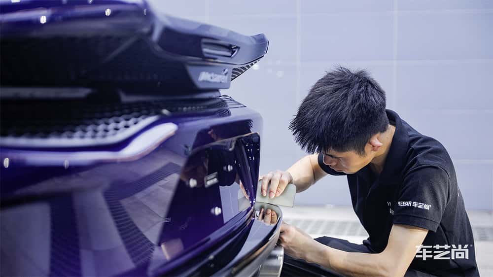 迈凯伦 GT 蓝色施工威固漆面保护膜流程及效果展示（图一二）