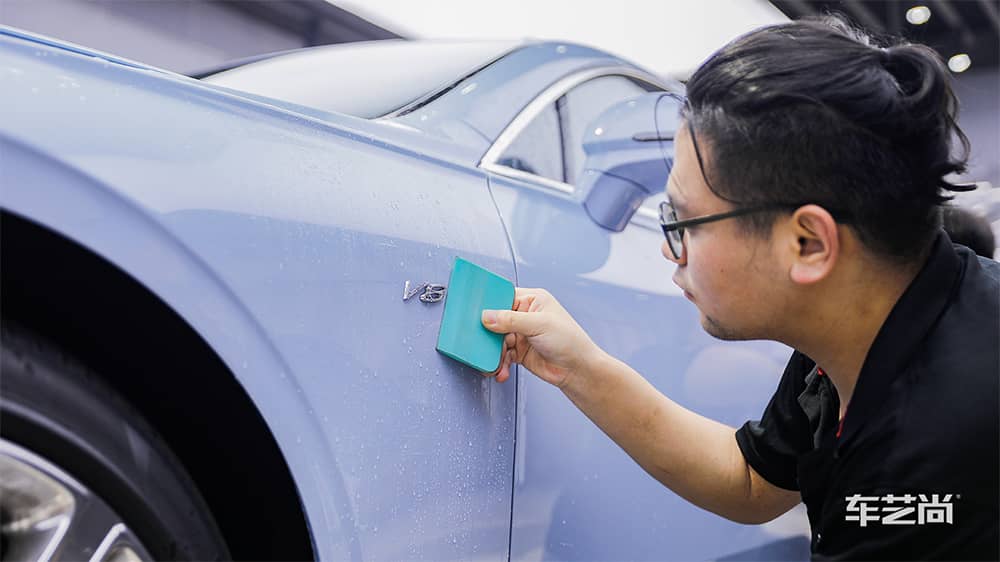 宾利GT蓝色施工威固漆面保护膜流程及效果展示（图一七）