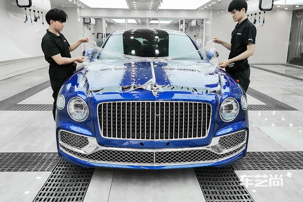 宾利飞驰蓝色施工威固漆面保护膜流程及效果展示（图二）