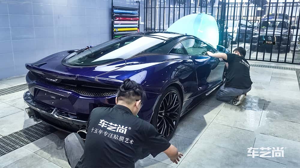 迈凯伦 GT 蓝色施工威固漆面保护膜流程及效果展示（图一九）