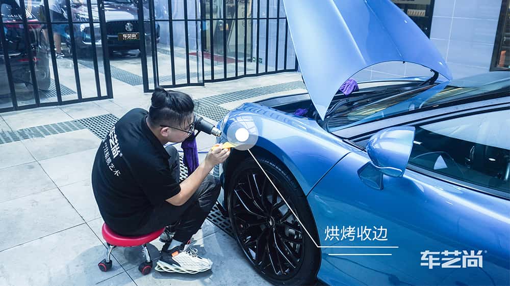 迈凯伦 GT 蓝色施工威固漆面保护膜流程及效果展示（图二二）