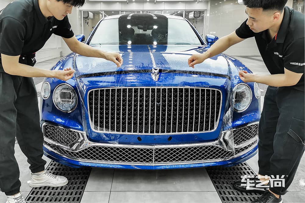 宾利飞驰蓝色施工威固漆面保护膜流程及效果展示（图三）