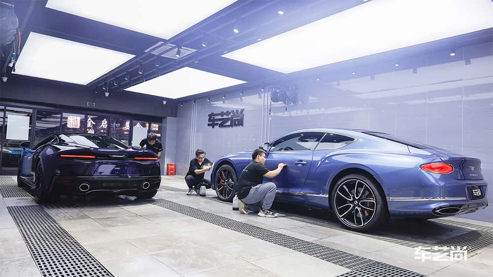 宾利蓝色施工威固漆面保护膜流程及效果展示（图八）