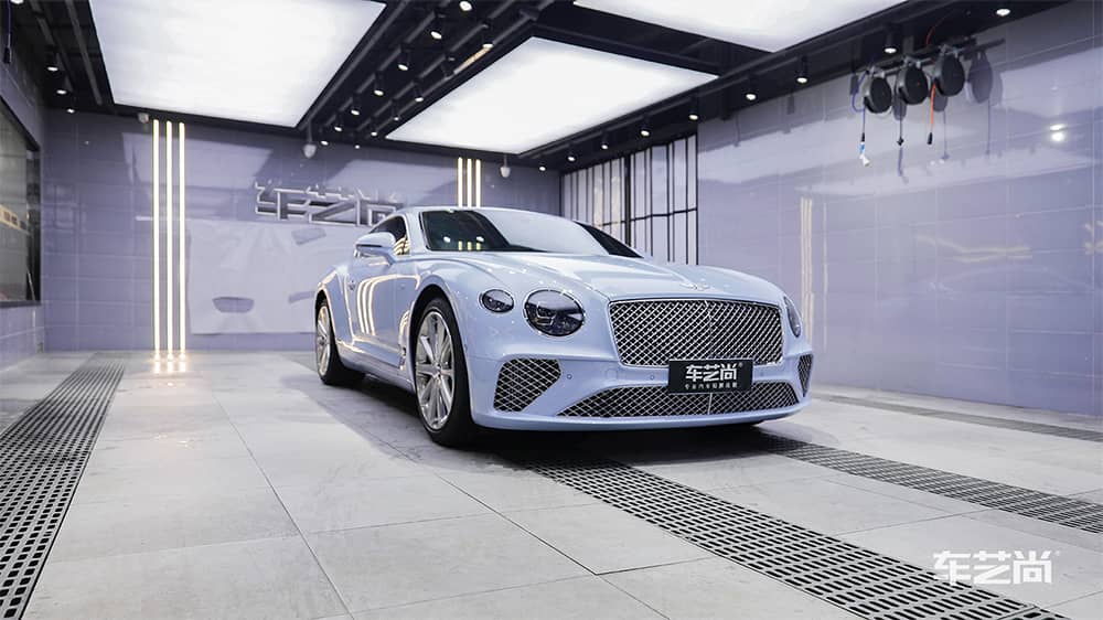 宾利GT蓝色施工威固漆面保护膜流程及效果展示（图三四）