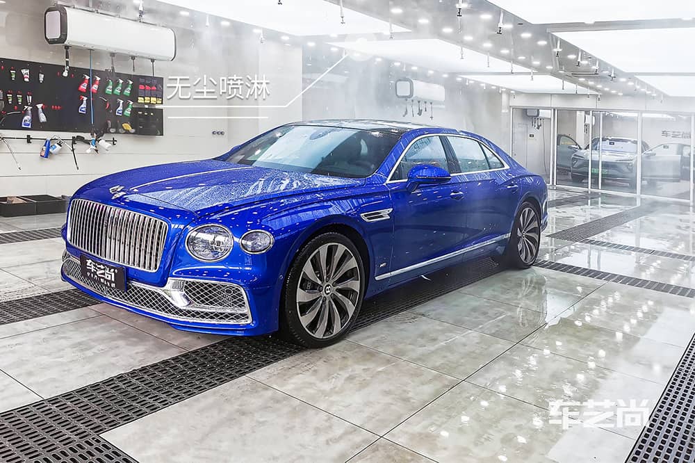 宾利飞驰蓝色施工威固漆面保护膜流程及效果展示（图一）