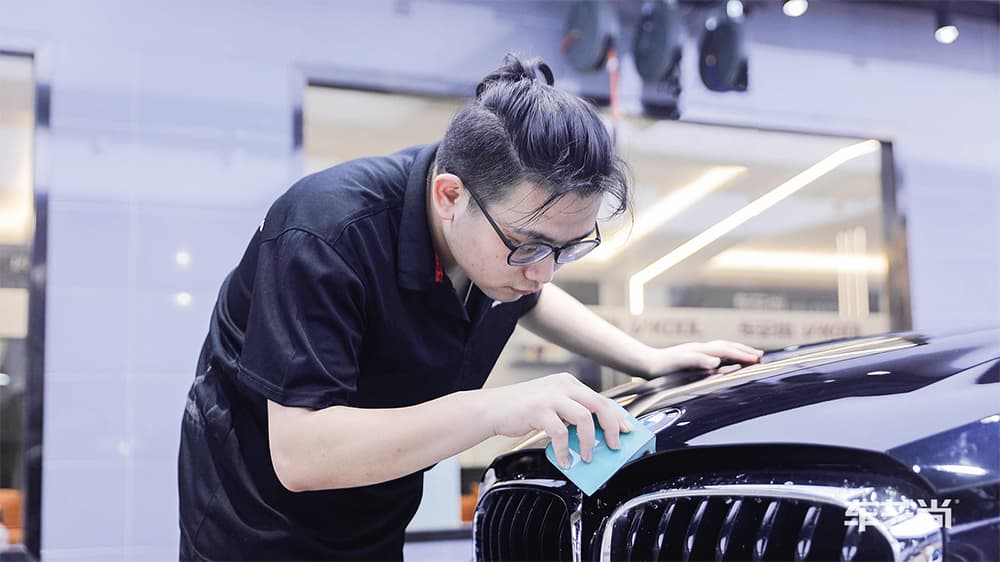 宝马X3深蓝色施工威固漆面保护膜流程及效果展示（图一五）