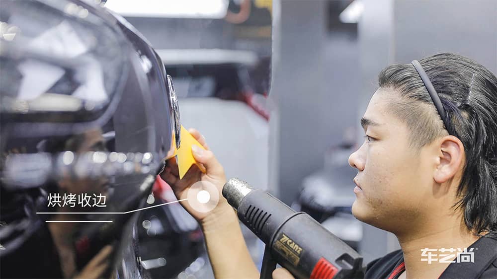 施工威固漆面保护膜-烘烤收边