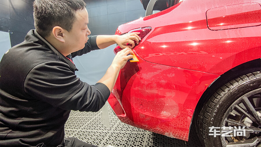 宝马3系红色施工威固隐形车衣V10（图7）