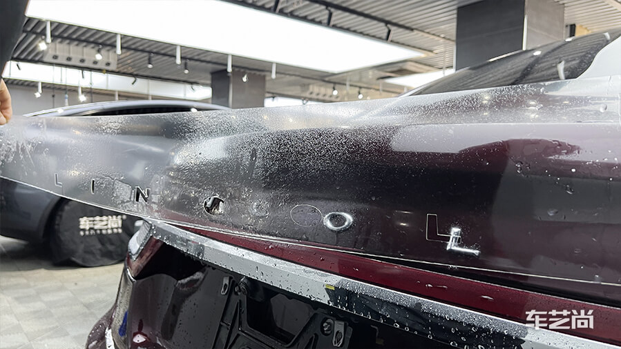 林肯大陆酒红色施工威固隐形车衣案例（图7）