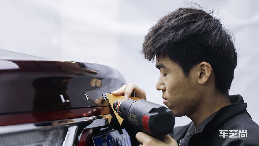 林肯大陆酒红色施工威固隐形车衣案例（图10）