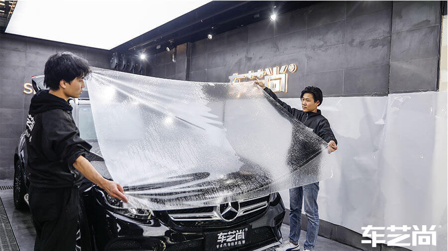 奔驰cle350黑色施工威固隐形车衣案例（图1）