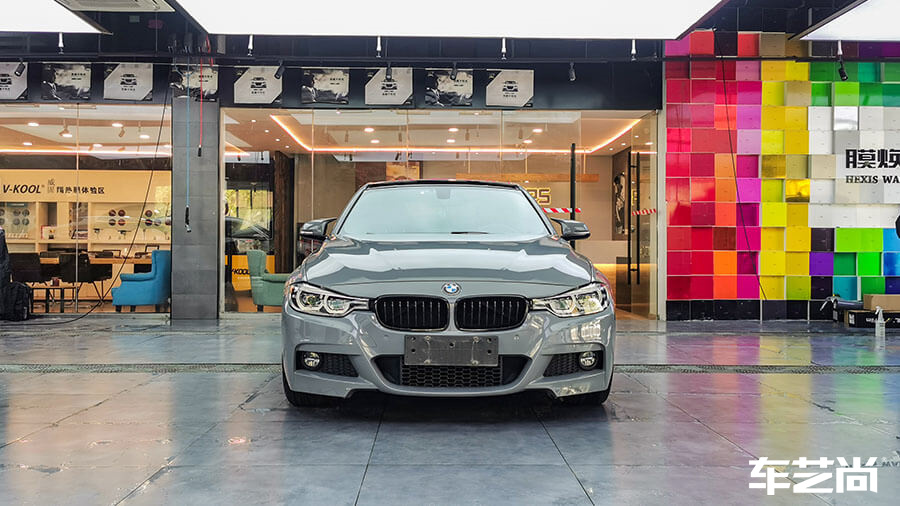 宝马3系蓝色施工车身改色膜纳多灰（图13）